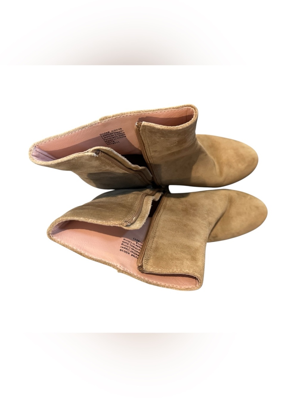 Suede Side-Zip Ankle Booties in Light Brown
